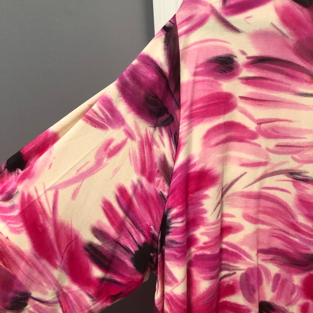 Johnny Was NWT 2X Plus top the Janie favorite mock neck stretchy tee PINK Floral - Picture 13 of 14